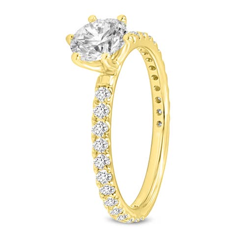 Camille 14K Yellow Gold Round Cut Lab Grown Diamond  Engagement Ring - 1.52 Ct