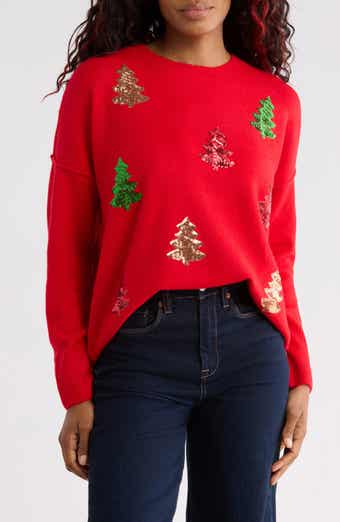 Sequin Christmas Tree Crewneck Sweater