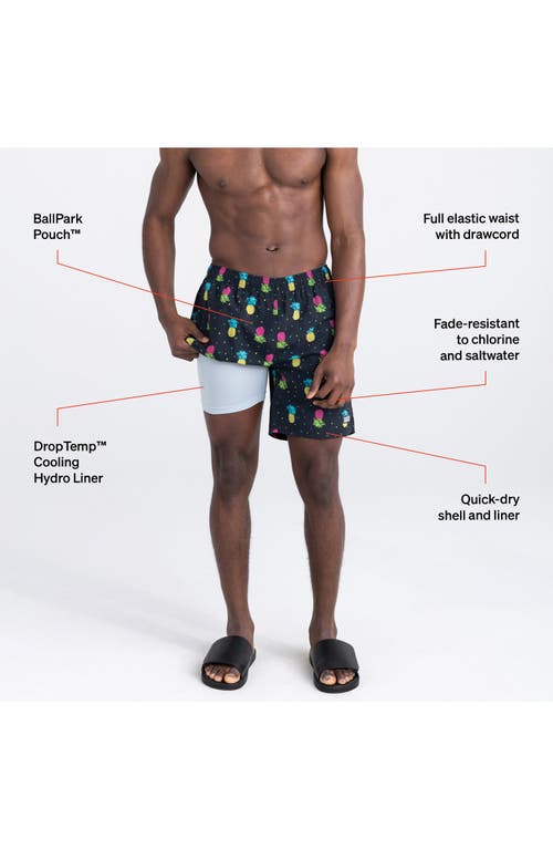 Saxx Go Coastal 2n1 7-inch Swim Shorts In Pineapple Flip- Black