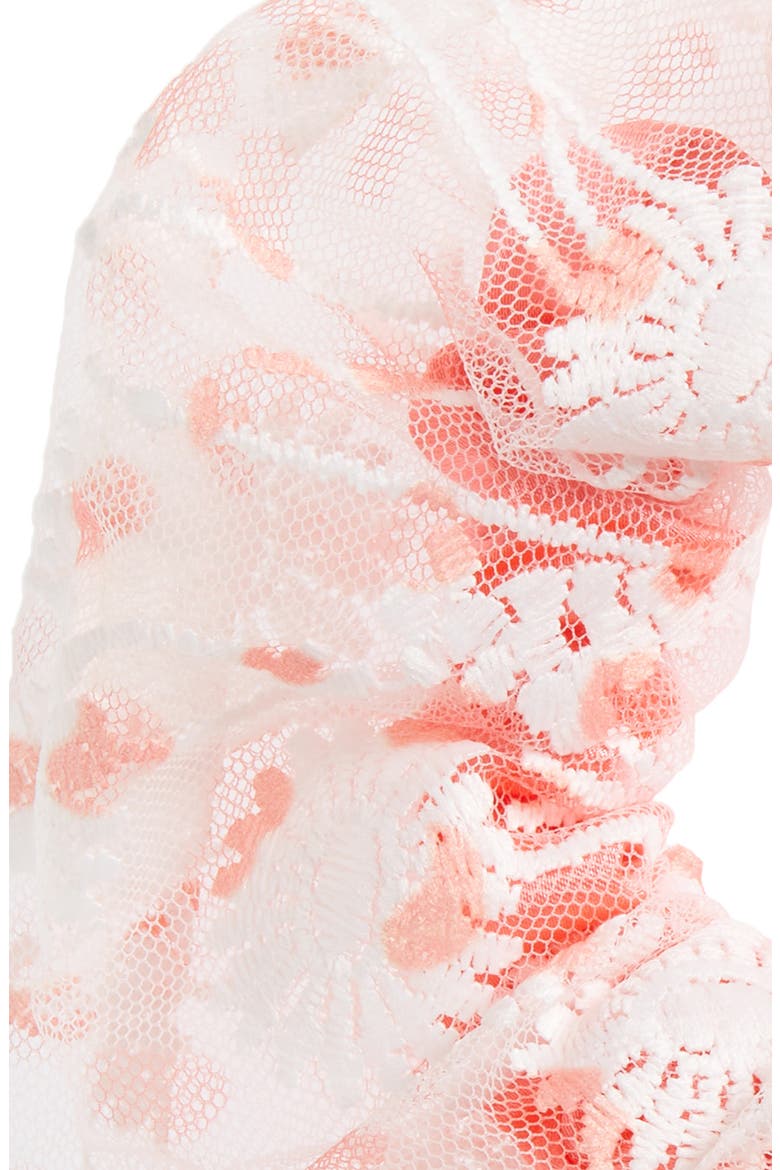 Oversized Frill Scrunchie, Alternate, color, CORAL SUGAR DAISY