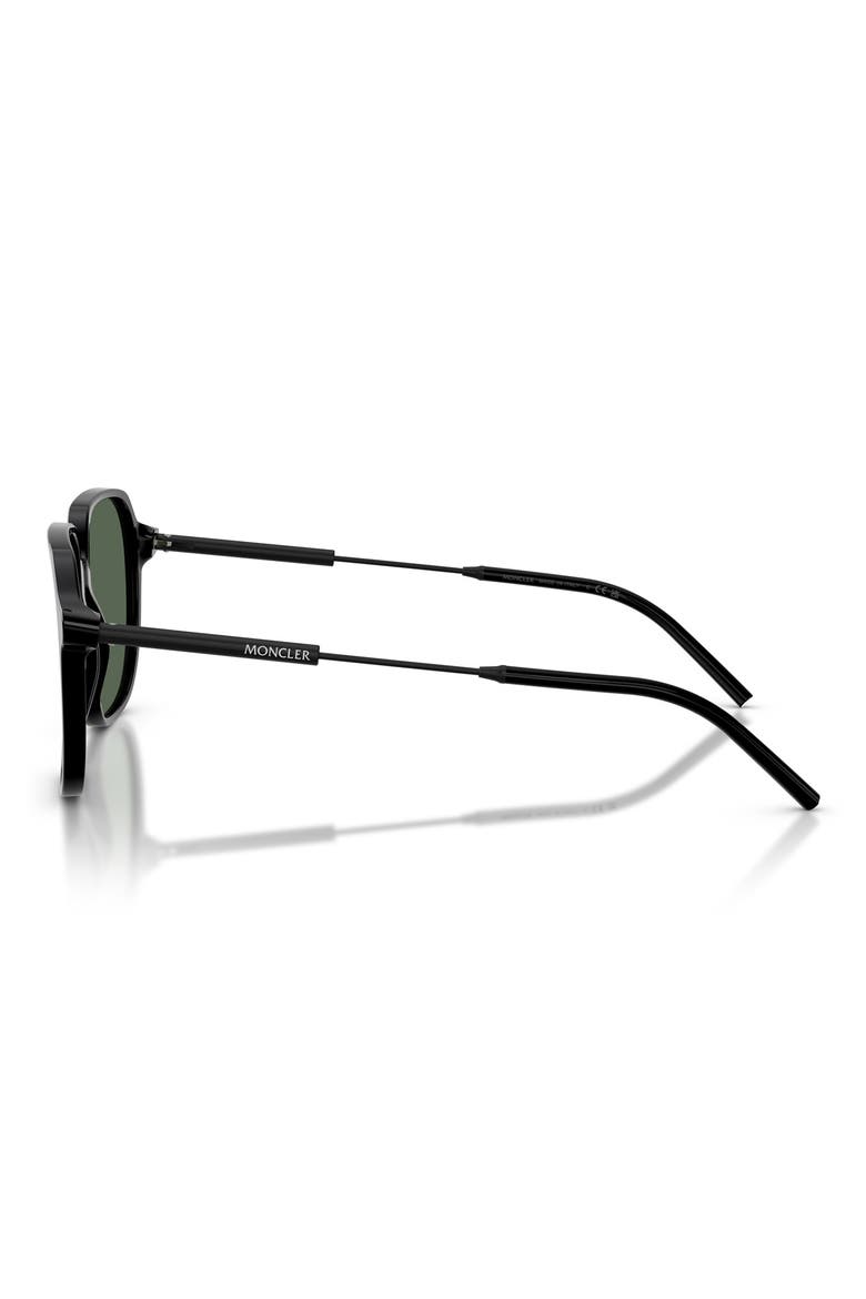 54mm Pilot Sunglasses, Alternate, color, SHINY BLACK / DARK GREEN SOLID