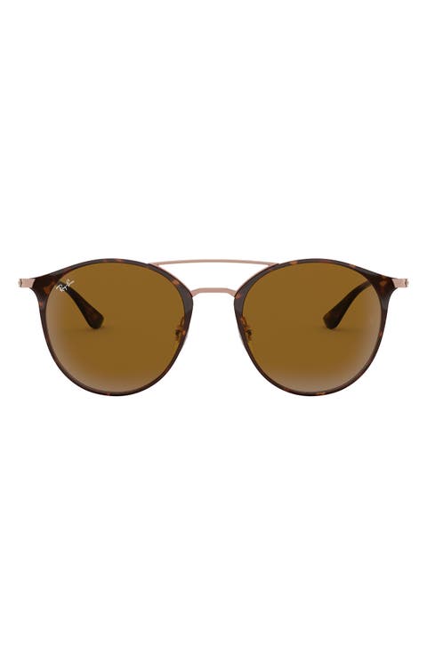 Highstreet 52mm Round Brow Bar Sunglasses