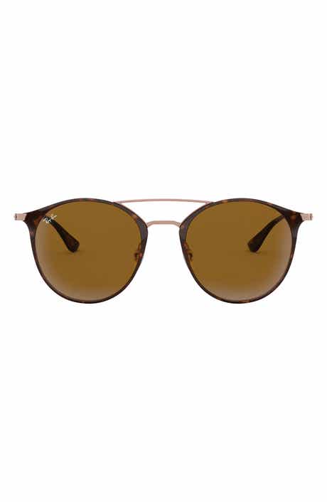 Ray-Ban Highstreet 52mm Round Brow Bar Sunglasses