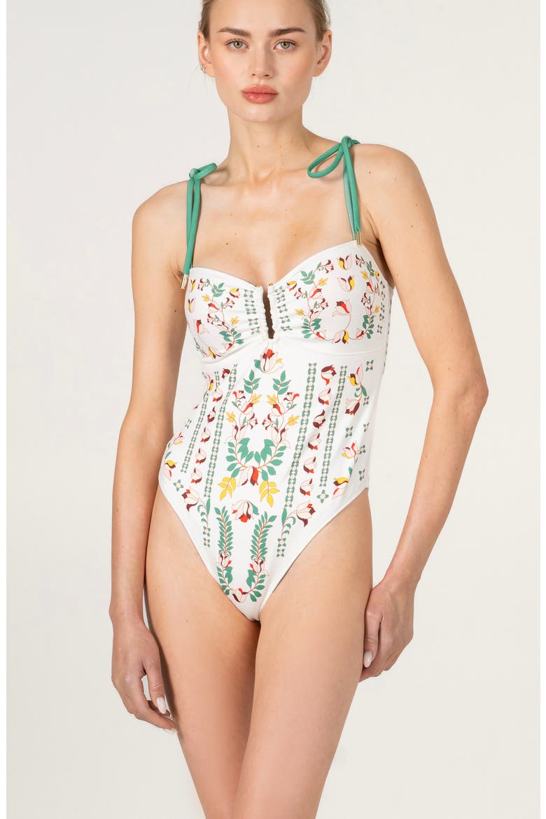 Spring Garden Reversible One Piece Swimsuit, Main, color, White