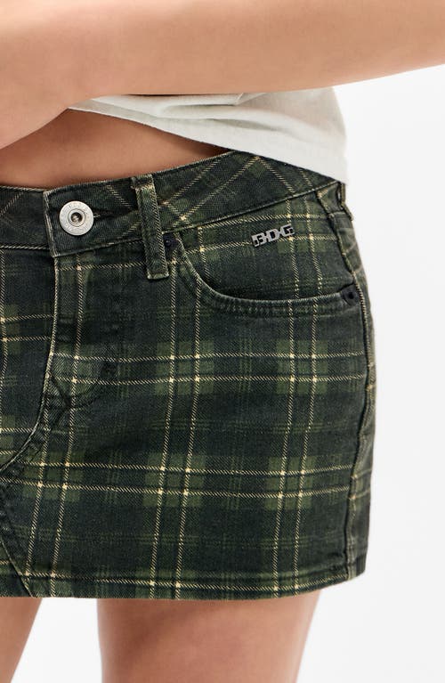 Bdg Urban Outfitters Plaid Denim Ultra Miniskirt In Green