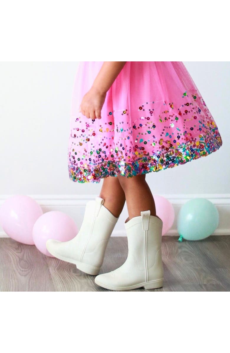 Sweet Wink Raspberry Confetti Short Sleeve Tutu Dress, Alternate, color, Raspberry