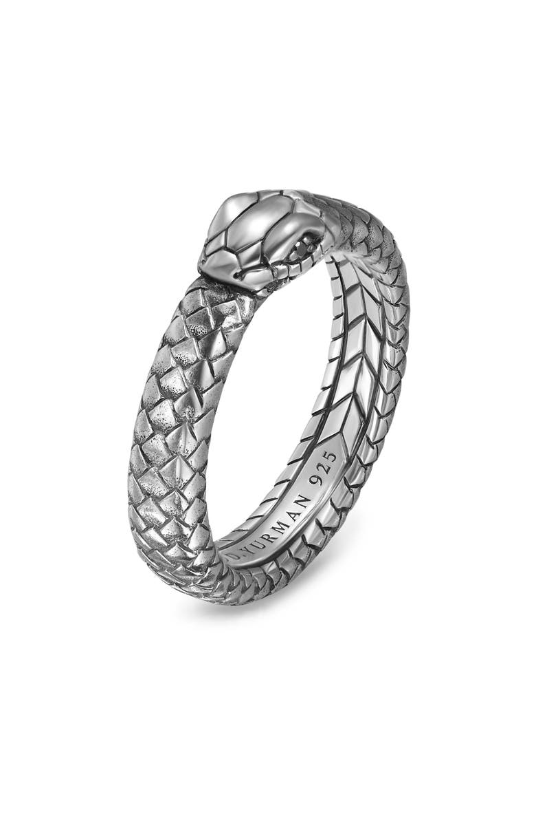 David Yurman Ouroboros Band Ring in Sterling Silver with Black Diamonds, Alternate, color,