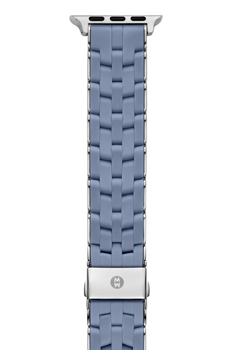 Silicone 20mm Apple Watch® Watchband, Main, color, BLUE/ SILVER