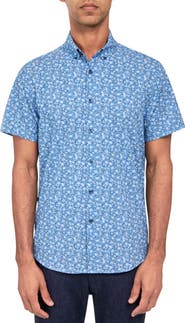 Brooklyn Brigade Slim Fit Ditsy Floral 4-Way Stretch Performance Short Sleeve Shirt