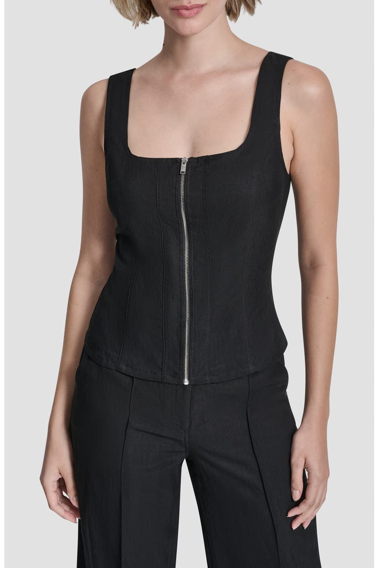 Zigzag Stitch Corset Top, Main, color, BLACK