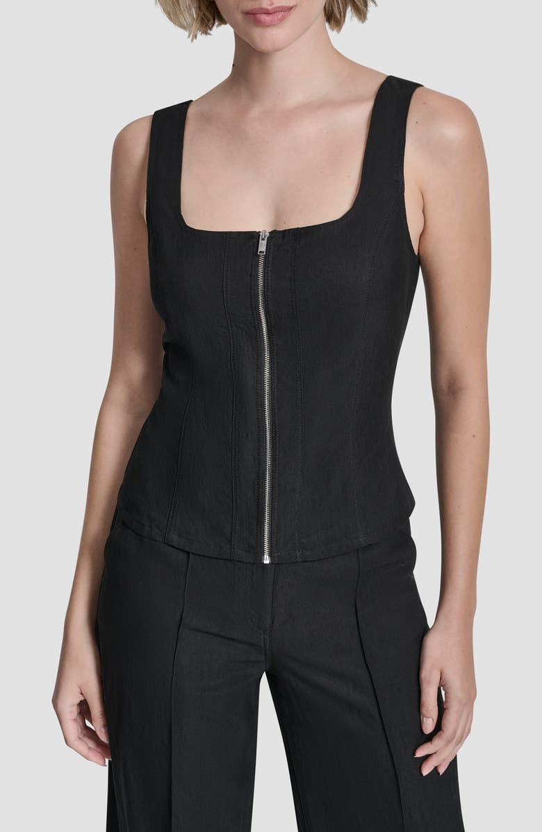 DKNY Zigzag Stitch Corset Top, Main, color, Black