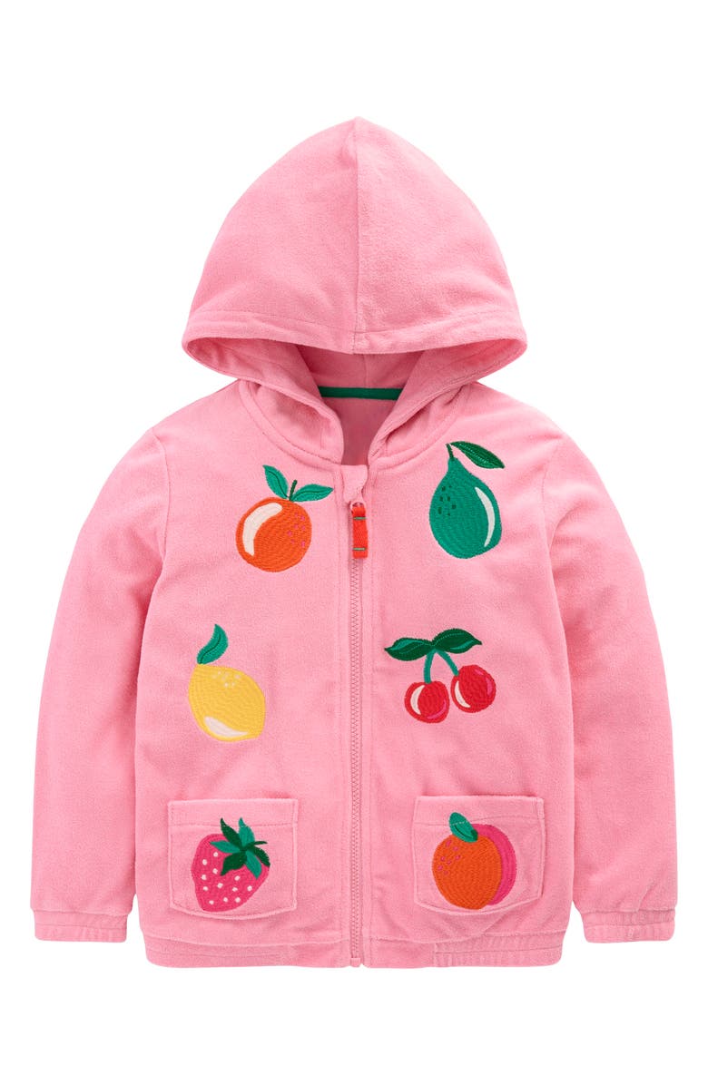 Mini Boden Kids' Fruit Embroidered Terry Cloth Zip-Up Hoodie, Main, color, 