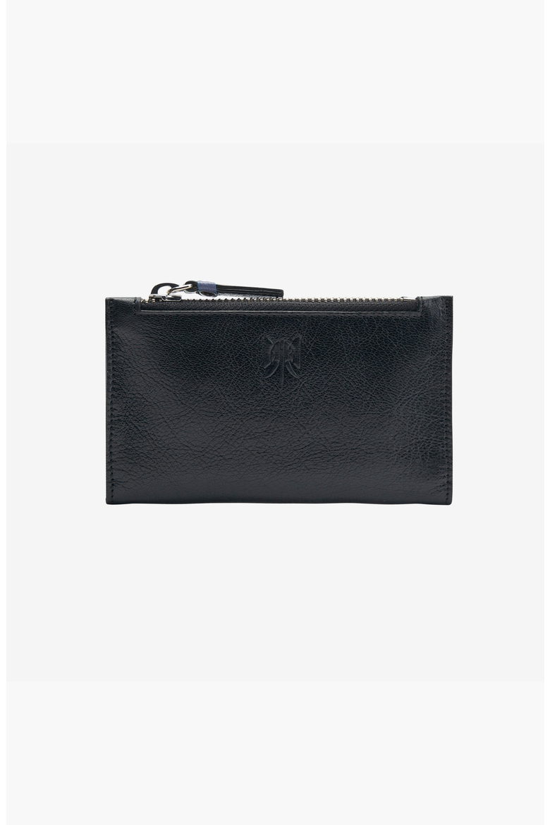 Siam Slim Card Case with Zip Coin Pocket, Main, color, Black / French Blue
