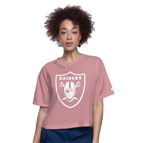 Women's Starter  Pink Las Vegas Raiders Play the Ball Boxy Cropped T-Shirt