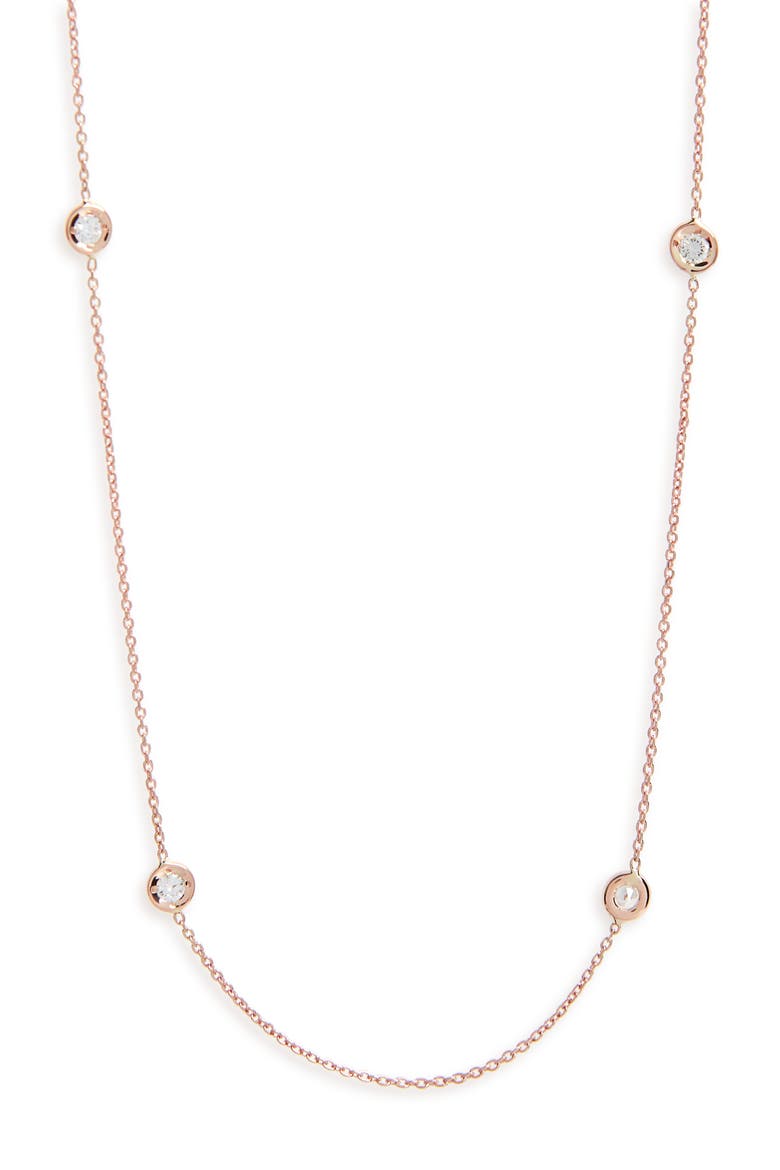 5-Station Diamond Necklace, Main, color, ROSE GOLD