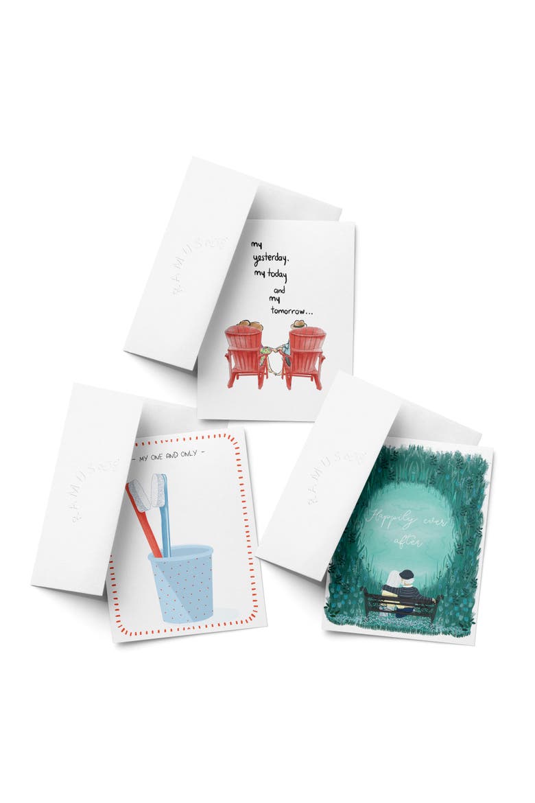 Love/Valentine's Assorted Greeting Card Pack (3ct) "Adirondack Chairs Couple, Toothbrush, Happily ever after", Main, color, Multi-Pack