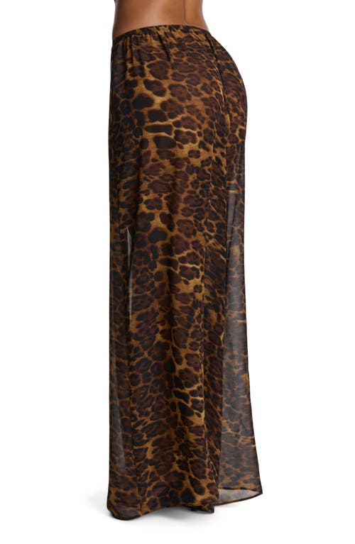 Naked Wardrobe Leopard Print Chiffon A-line Maxi Skirt In Brown