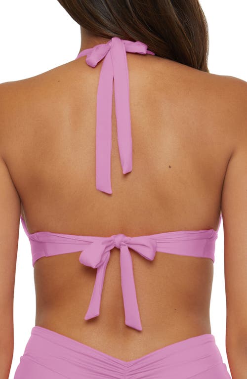 Becca Shirred V-wire Halter Bikini Top In Orchid