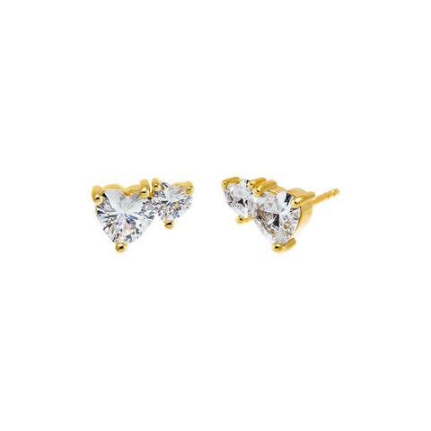 Multi CZ Heart Stud Earring