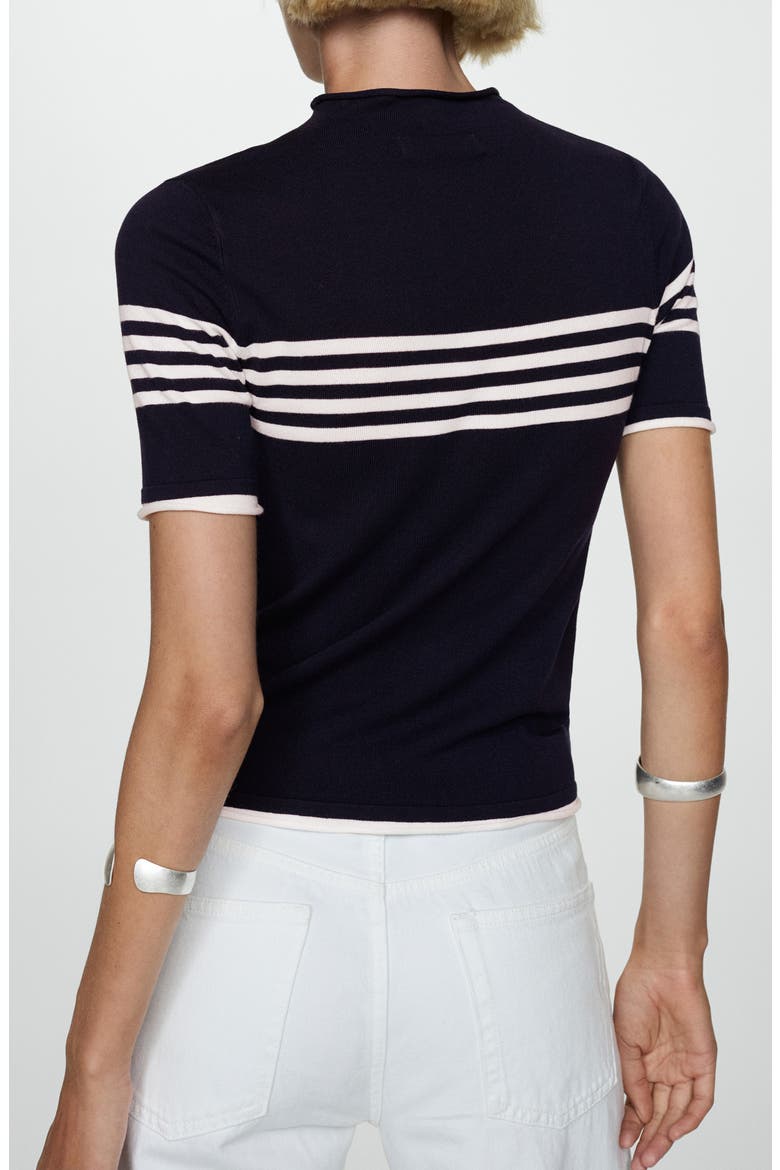 Stripe Short Sleeve Sweater, Alternate, color, DARK NAVY