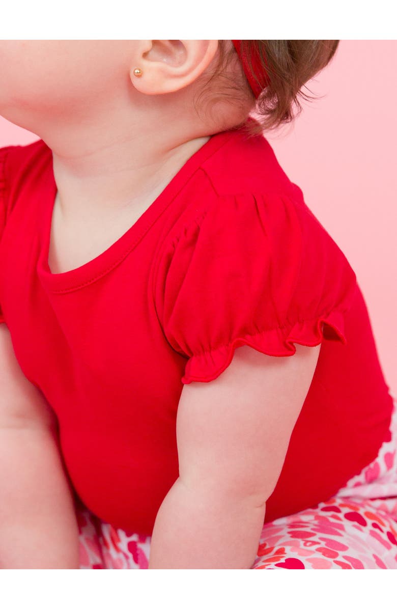 RuffleButts Baby/Toddler Girls Knit Puff Short Sleeve Bodysuit, Alternate, color, Red