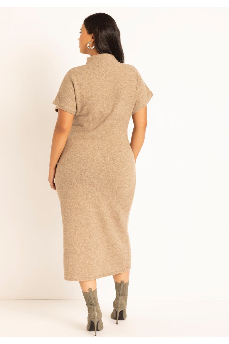 Short Sleeve Sweater Dress, Alternate, color, ALMOND MILK