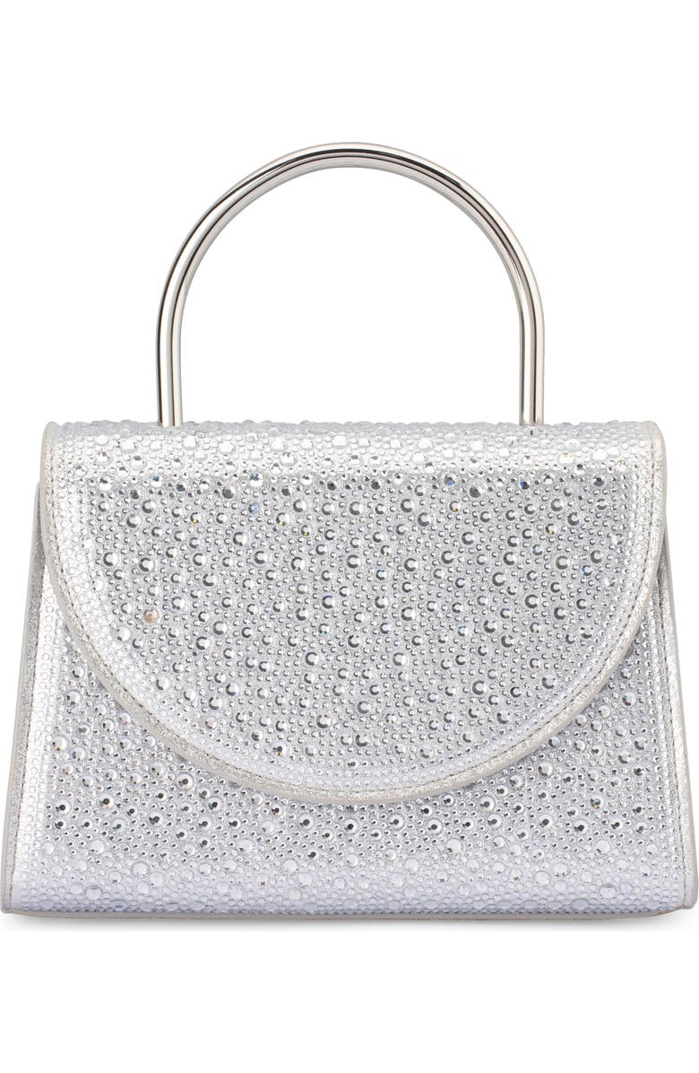 Olga Berg Annabel Crystal Top Handle Bag, Main, color, Silver