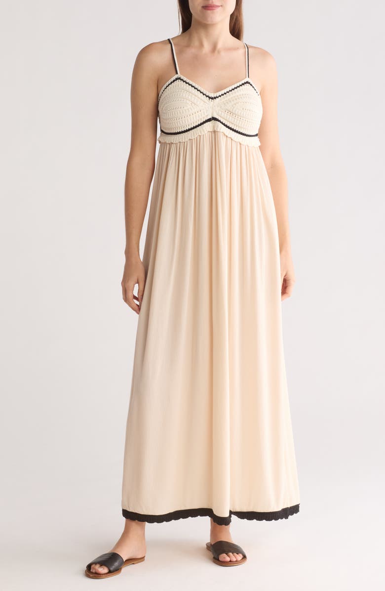 STITCHDROP Kuhulu Crochet Trim Babydoll Dress, Main, color, 