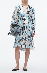 3.1 Phillip Lim Joyful Tulips Long Sleeve Silk Blend Shirtdress