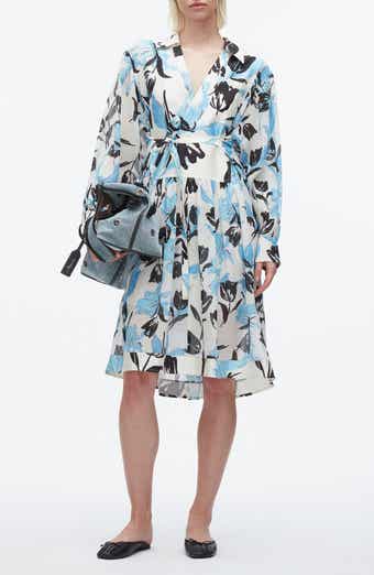 3.1 Phillip Lim Joyful Tulips Long Sleeve Silk Blend Shirtdress