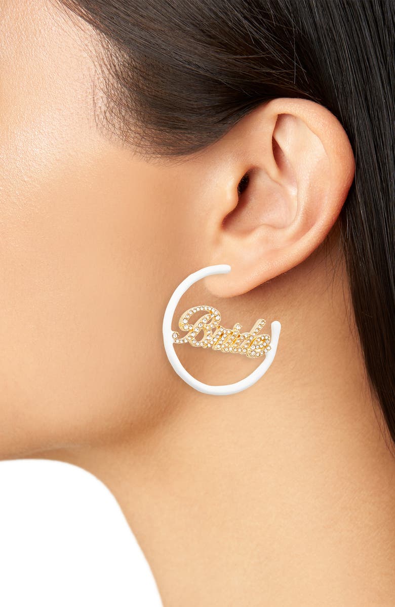 BaubleBar Wife Of the Party Hoop Earrings, Alternate, color, White