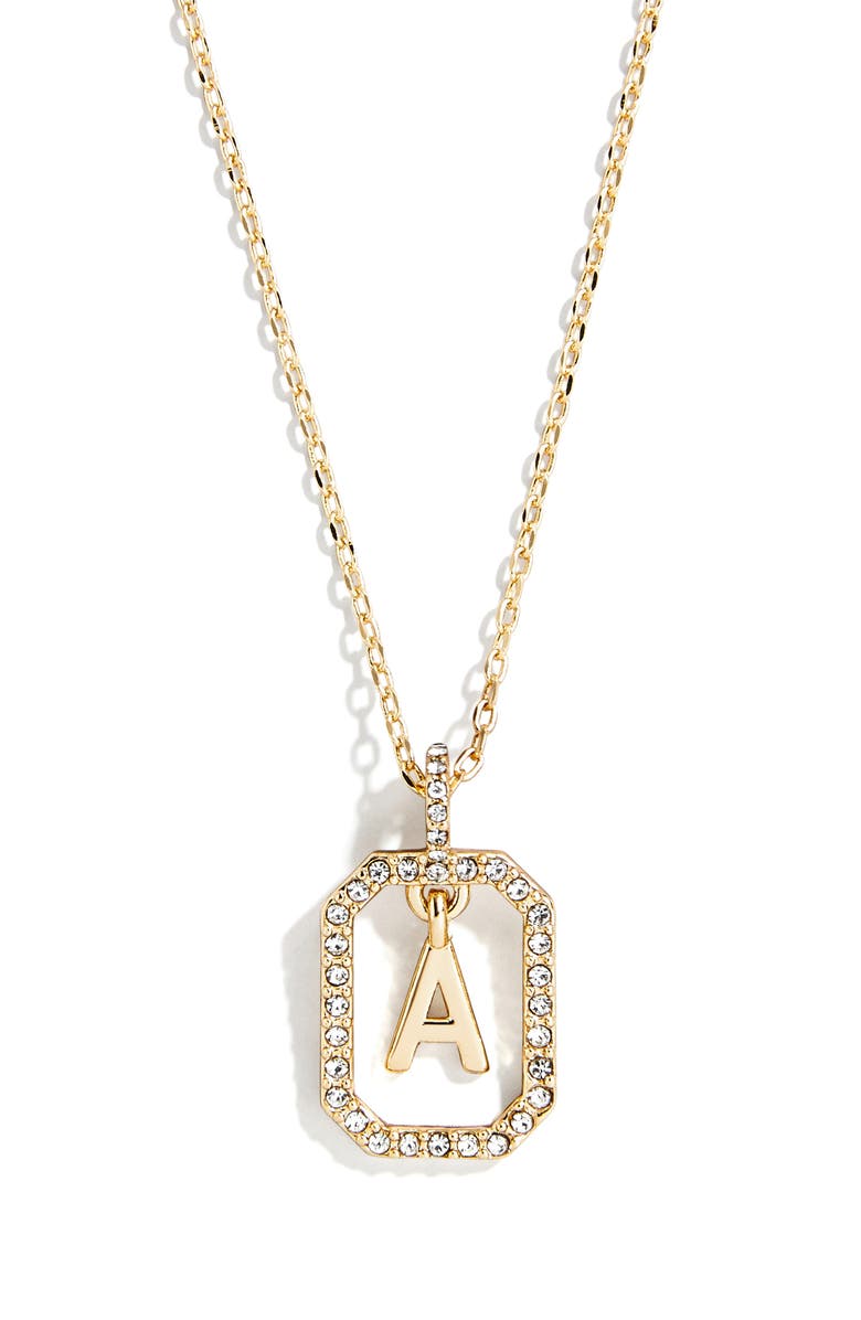 BaubleBar Alicia Intial Pendant Necklace, Main, color, Clear - A