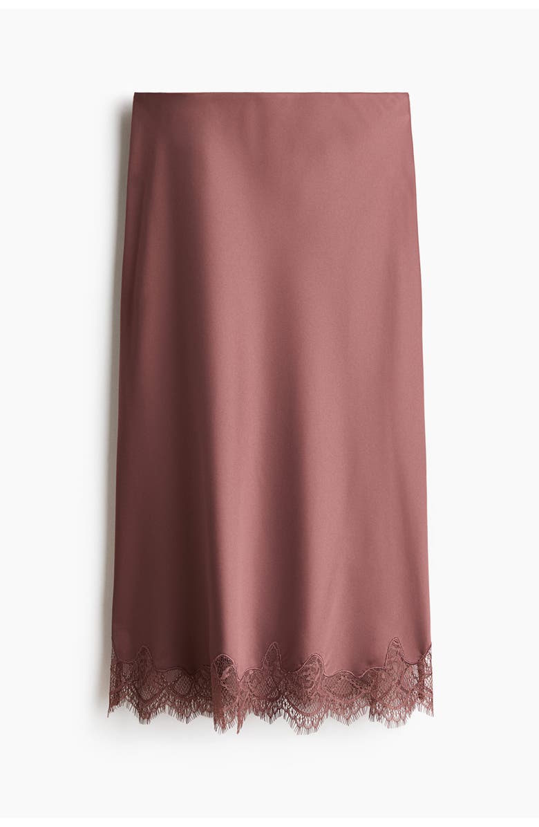 H&M Lace-trimmed Slip Skirt, Main, color, Dark Dusty Pink