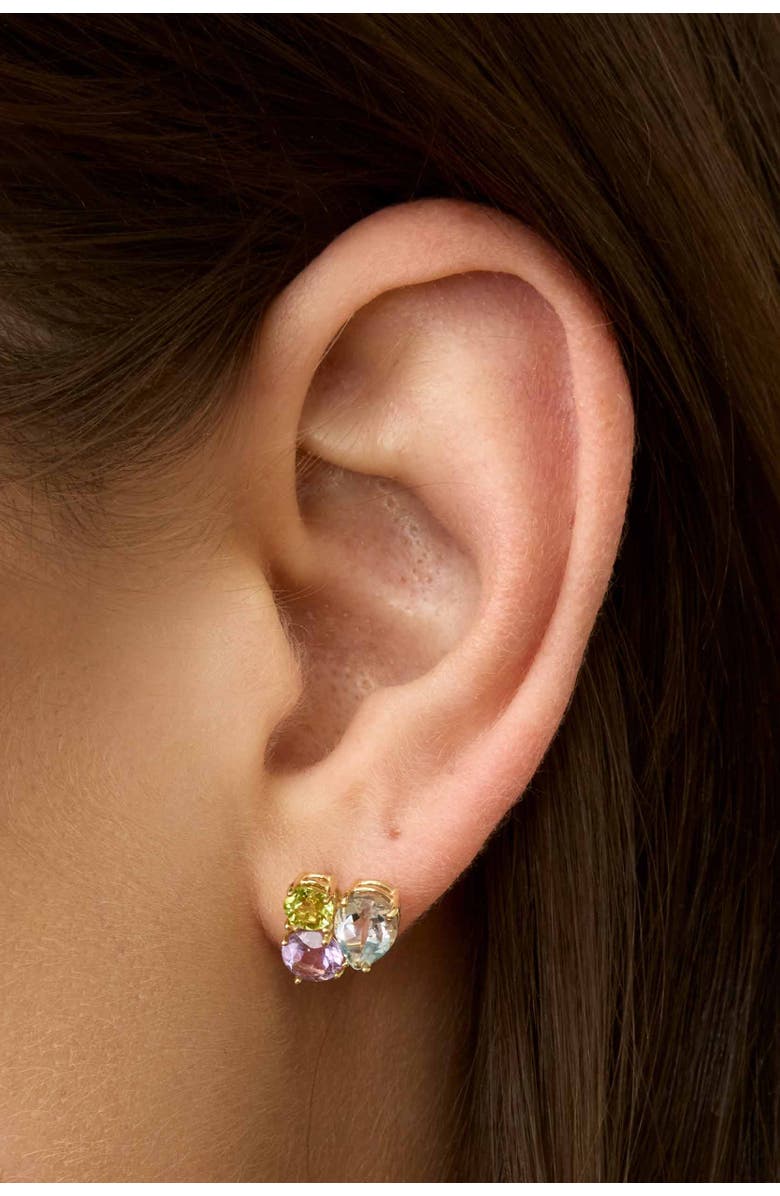 Oradina 14K Yellow Gold Regal Cluster Studs, Alternate, color, 14K Yellow Gold, Multicolor