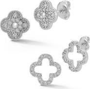 GLAZE JEWELRY Set of 2 Cubic Zirconia Clover Stud Earrings