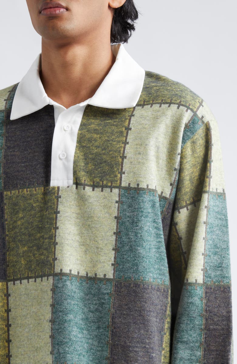 PALMES Checkers Patchwork Cotton Rugby Polo, Alternate, color, 