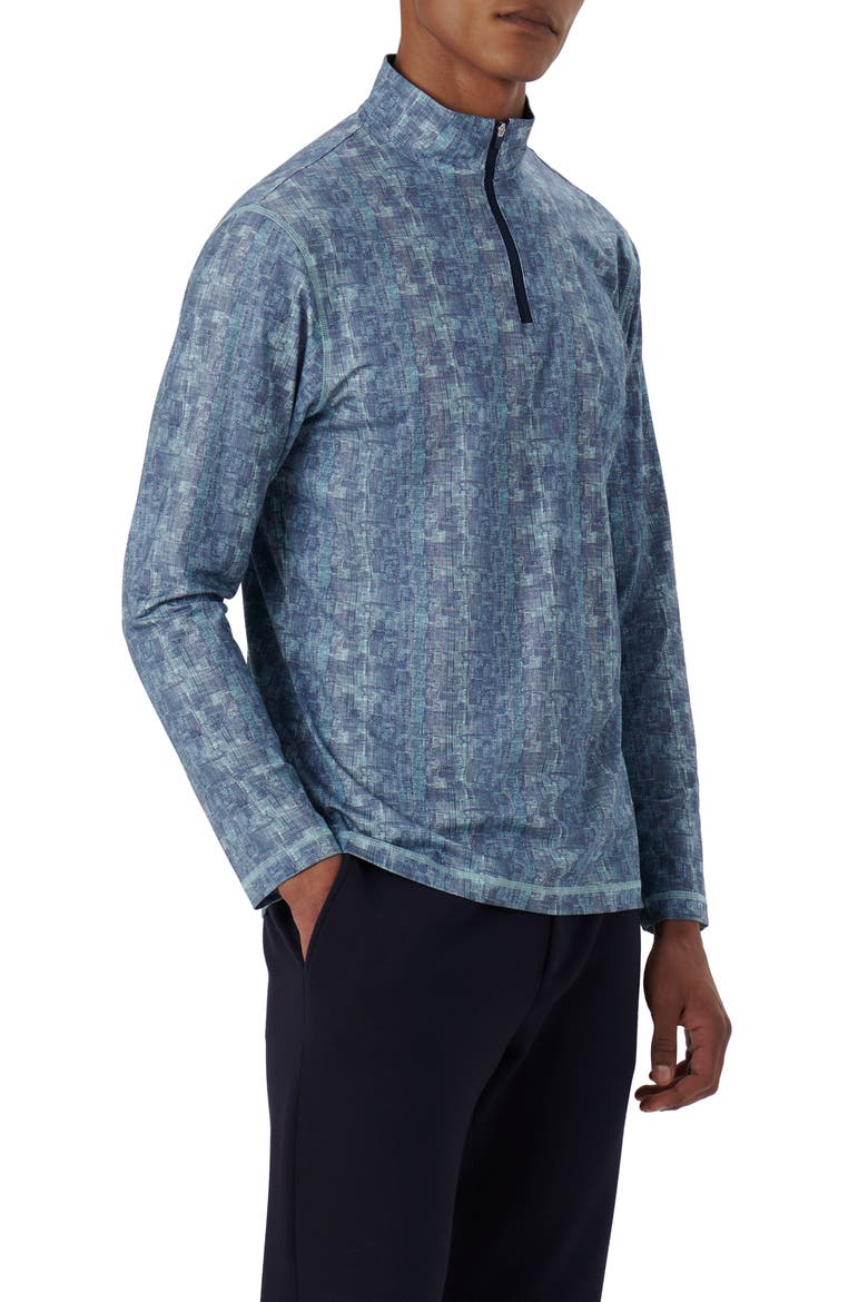 Anthony OoohCotton® Abstract Print Quarter Zip Pullover, Alternate, color, AQUA