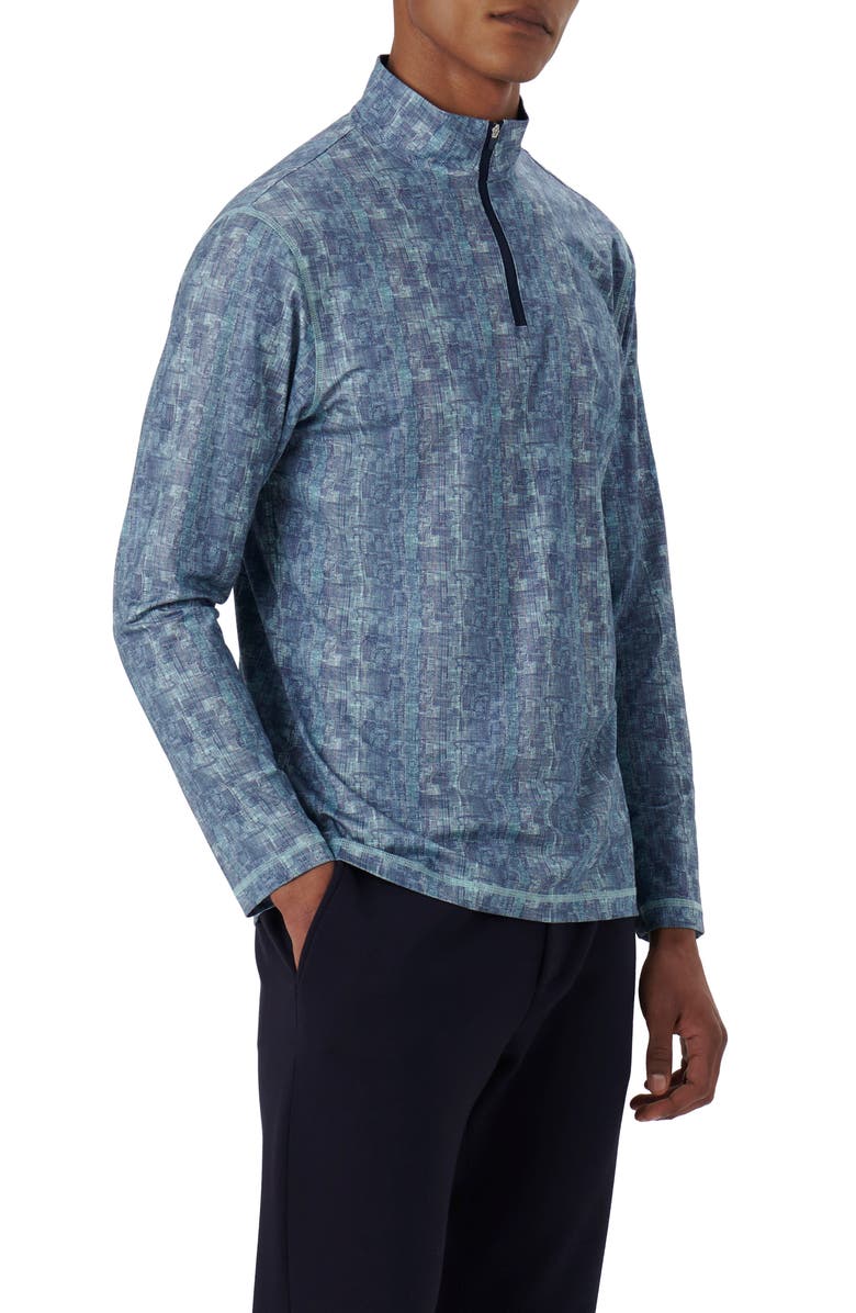 Bugatchi Anthony OoohCotton<sup>®</sup> Abstract Print Quarter Zip Pullover, Alternate, color, Aqua