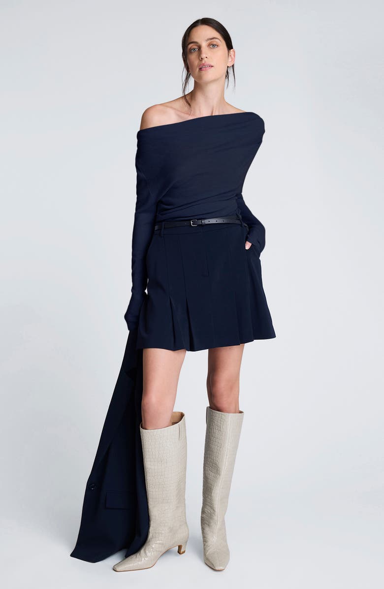 Kenneth Cole Asymmetric Drape Sweater, Alternate, color, Dark Navy