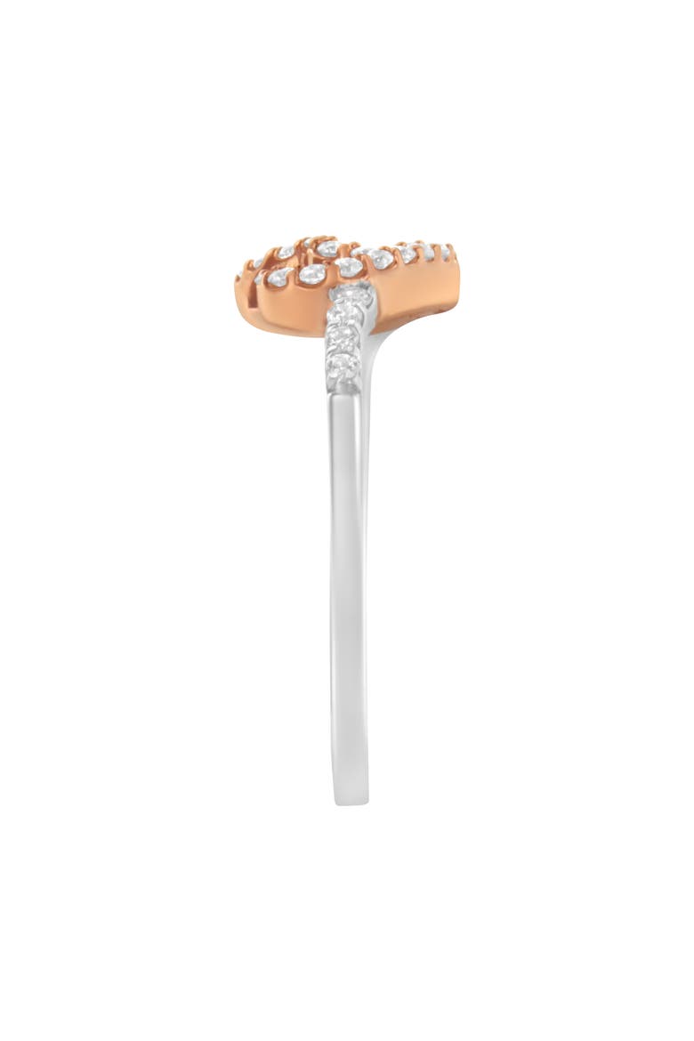 10K Two Toned Gold 1/5 Cttw Diamond Open Heart Cocktail Ring, Alternate, color, White Gold
