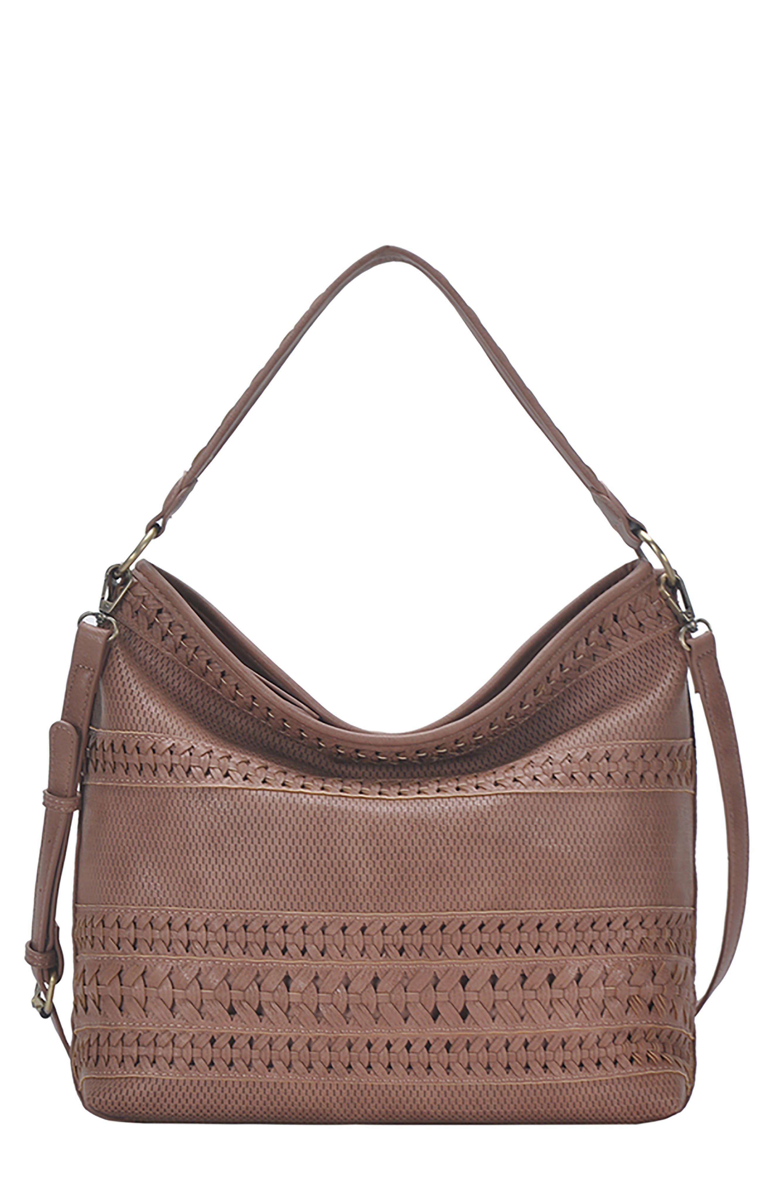 Braided Faux Leather Hobo Bag, Main, color, MAUVE