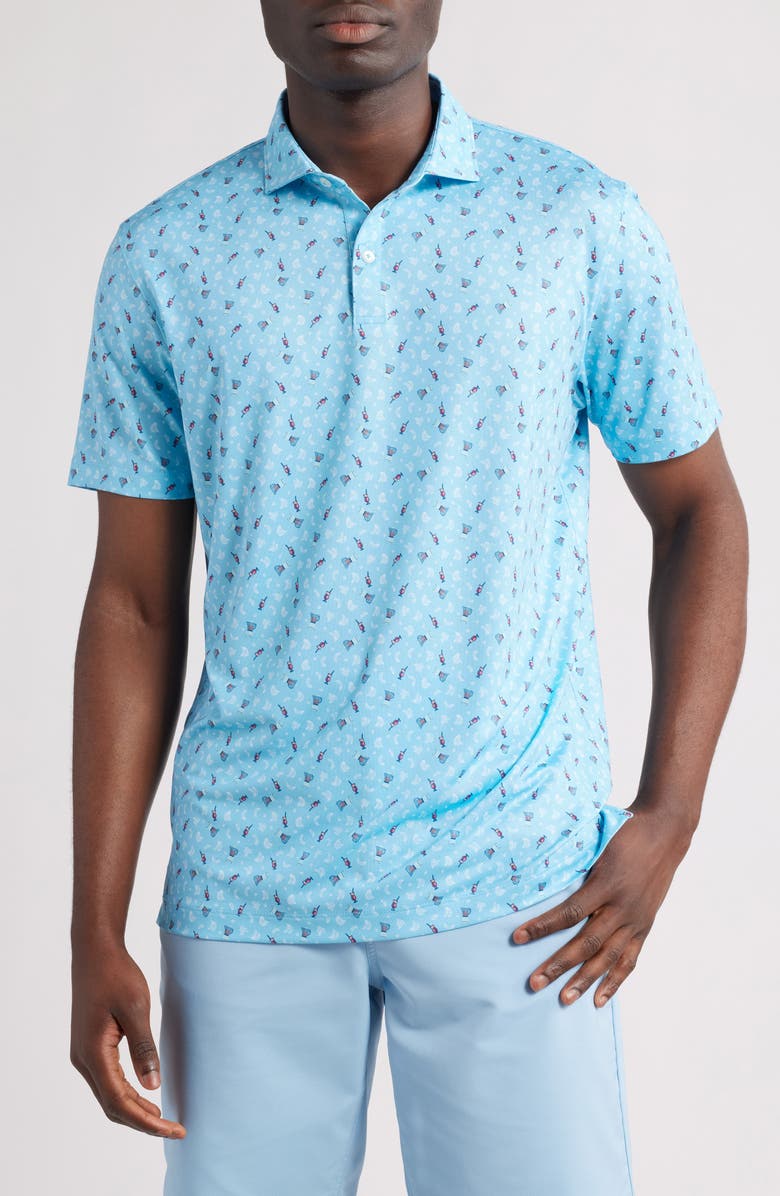 johnnie-O PGA Showtime Libations Print PREP-FORMANCE Golf Polo, Main, color, Barracuda