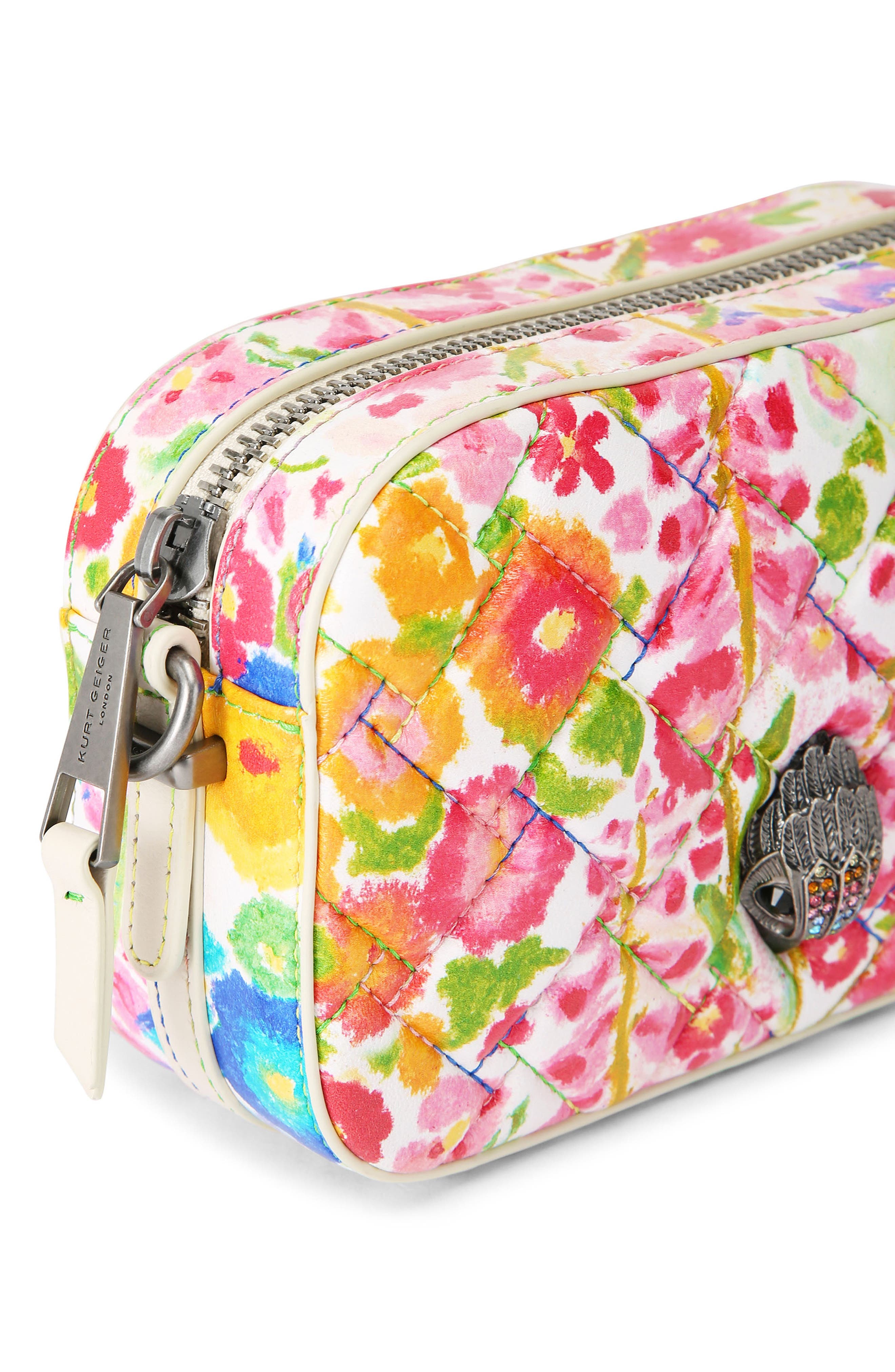 Kurt Geiger London Floral Couture Small Kensington Quilted Camera Bag, Alternate, color, 