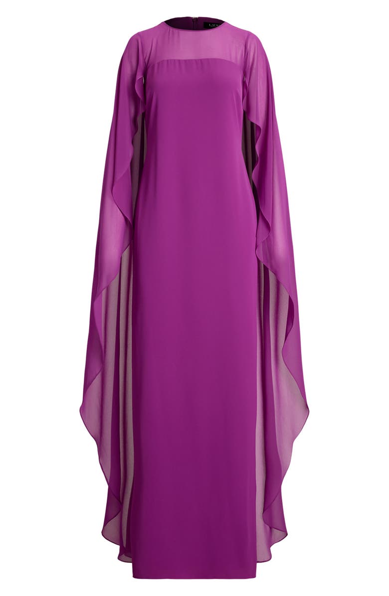 Lauren Ralph Lauren Cape Sleeve Georgette Gown, Alternate, color,