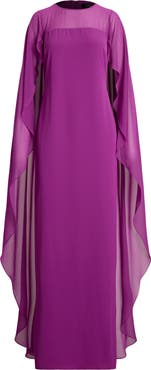 Lauren Ralph Lauren Cape Sleeve Georgette Gown