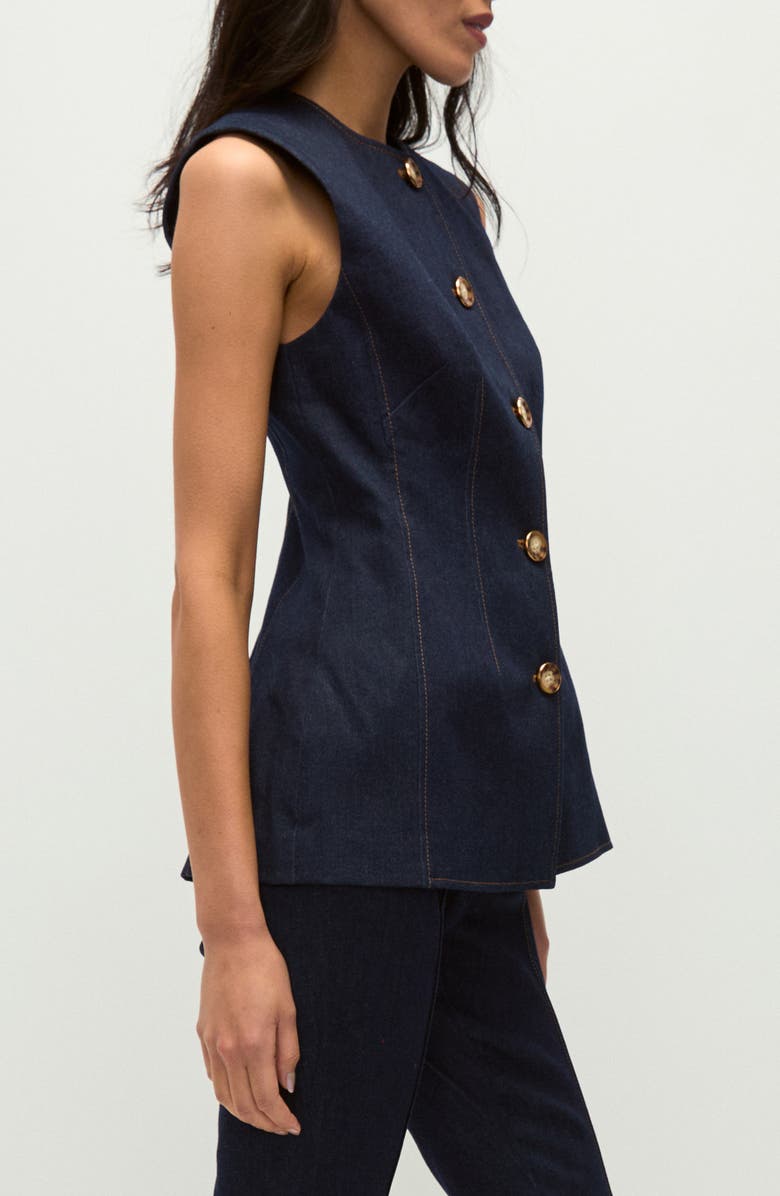 Veronica Beard Jessup Denim Vest, Alternate, color, Dark Oxford