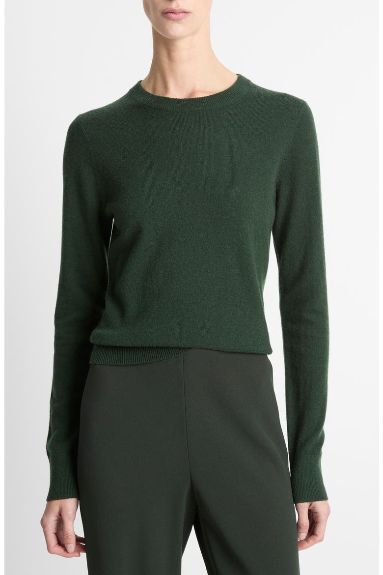 Rib Crewneck Cashmere Sweater, Main, color, FOREST