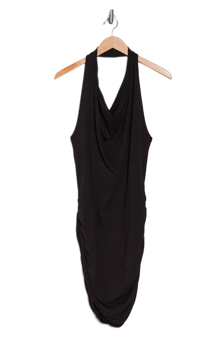 Drape Halter Dress, Alternate, color, BLACK