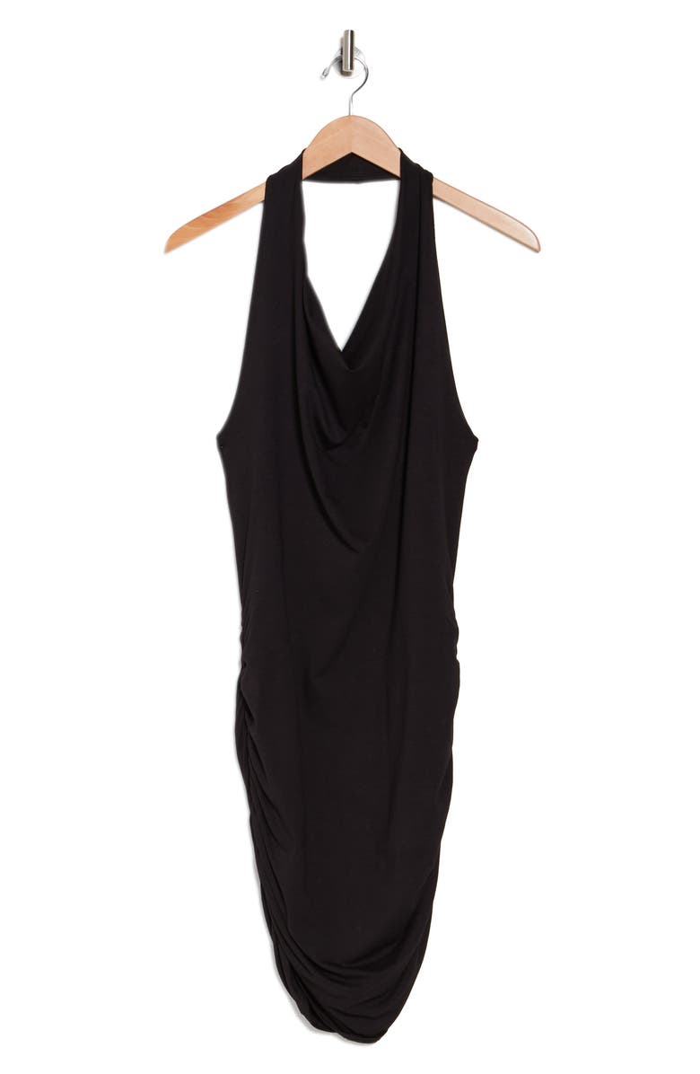 GO COUTURE Drape Halter Dress, Alternate, color, Black