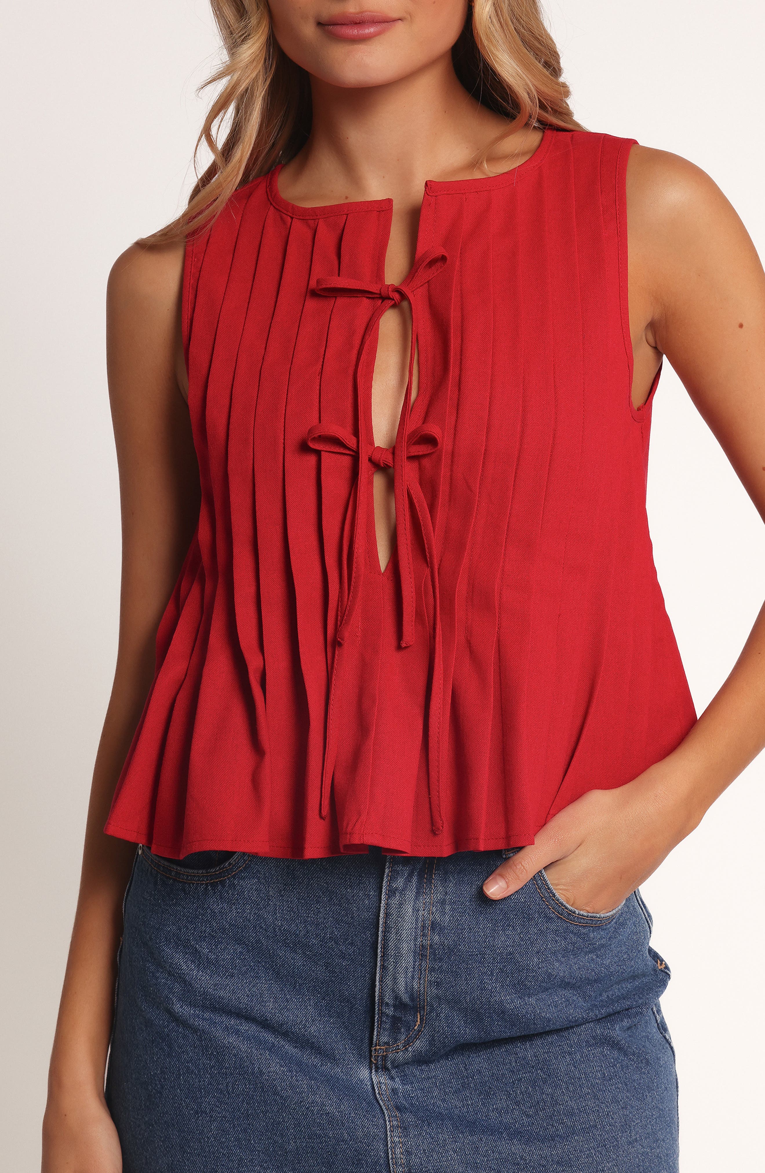 Petal & Pup Delia Tie Front Pleat Tank